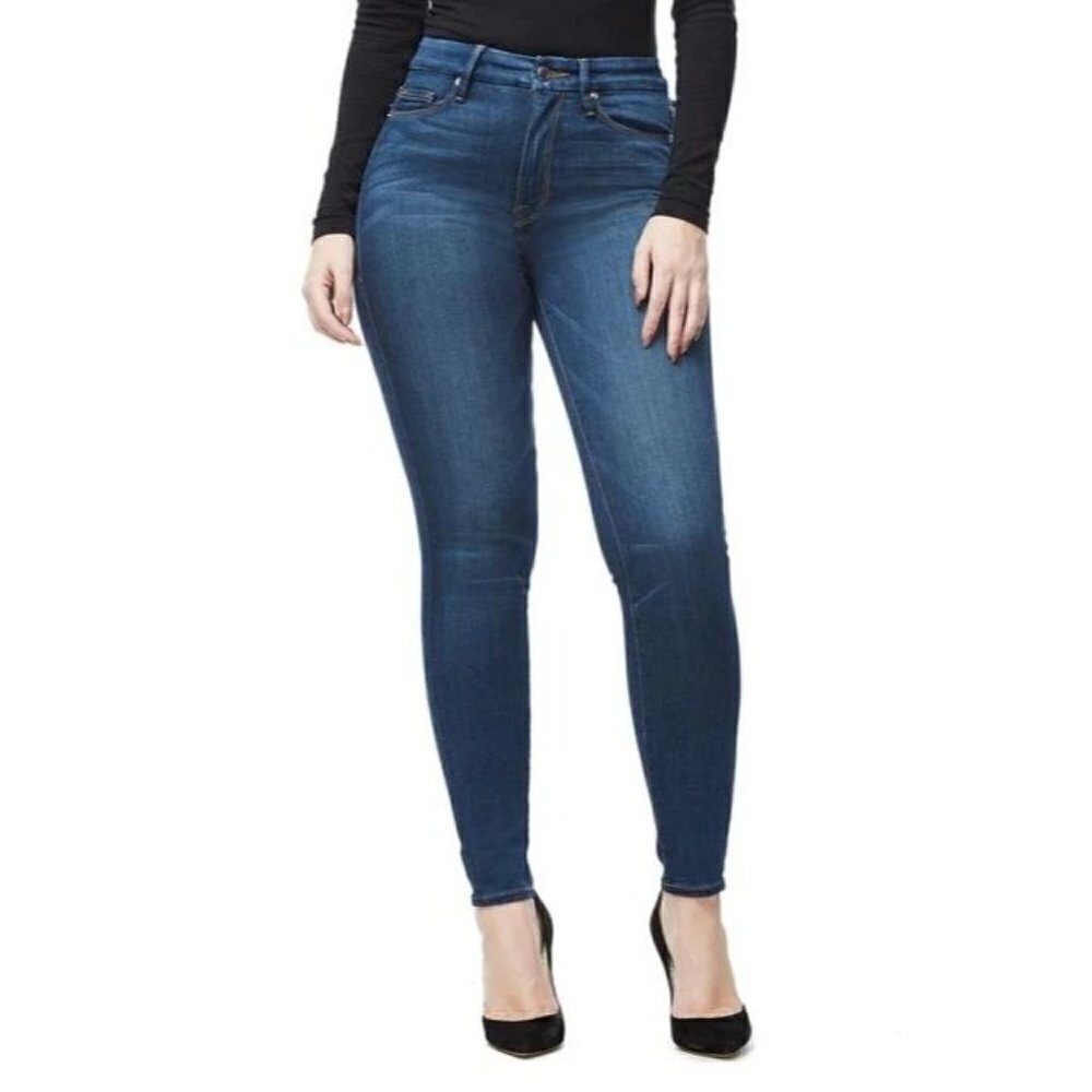 Good American Good Waist High Rise Dark Wash Skinny Jeans 10/30
